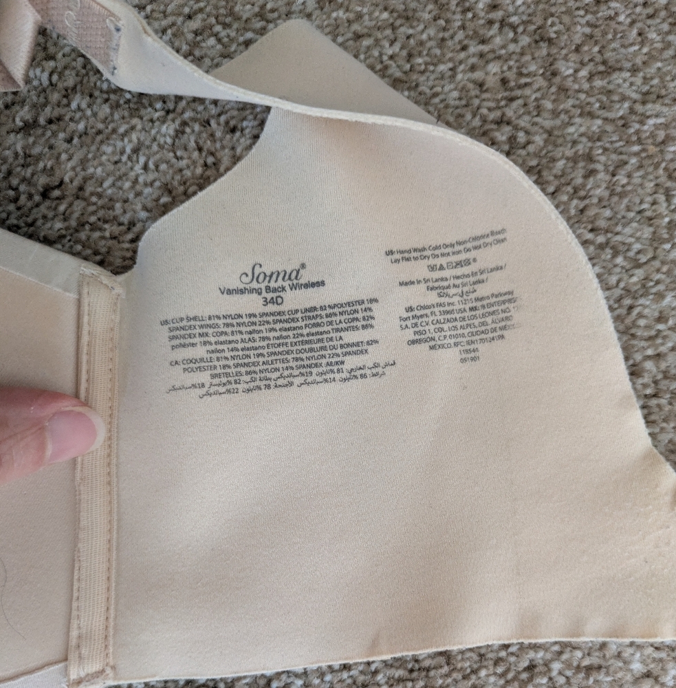 Soma Vanishing Back Wireless Bra in Cream